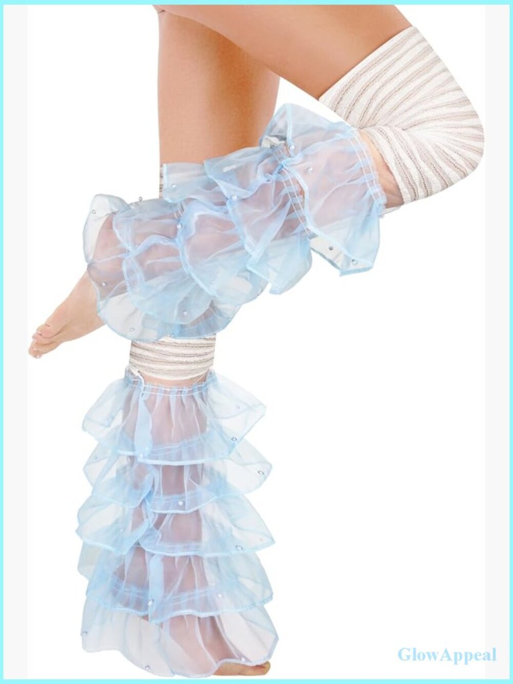 Lace Leg Warmers with Pearls Ruffles Thigh Highs Lolita Y2K Slouch Long Boot